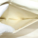 CHANEL Matelasse Chain Shoulder Bag Lamb Skin White Gold CC Auth 131655-22