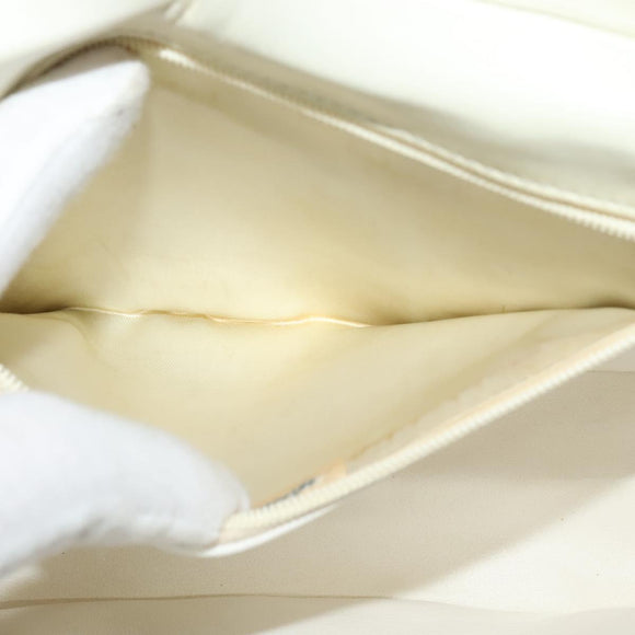 CHANEL Matelasse Chain Shoulder Bag Lamb Skin White Gold CC Auth 131655