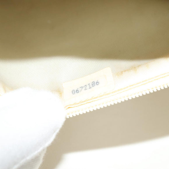 CHANEL Matelasse Chain Shoulder Bag Lamb Skin White Gold CC Auth 131655