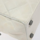 CHANEL Sports Matelasse Hand Bag Canvas White Silver CC Auth 131670-11