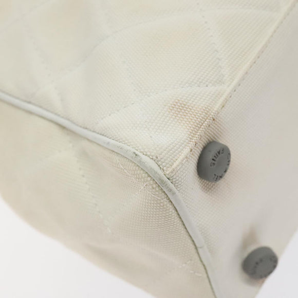 CHANEL Sports Matelasse Hand Bag Canvas White Silver CC Auth 131670