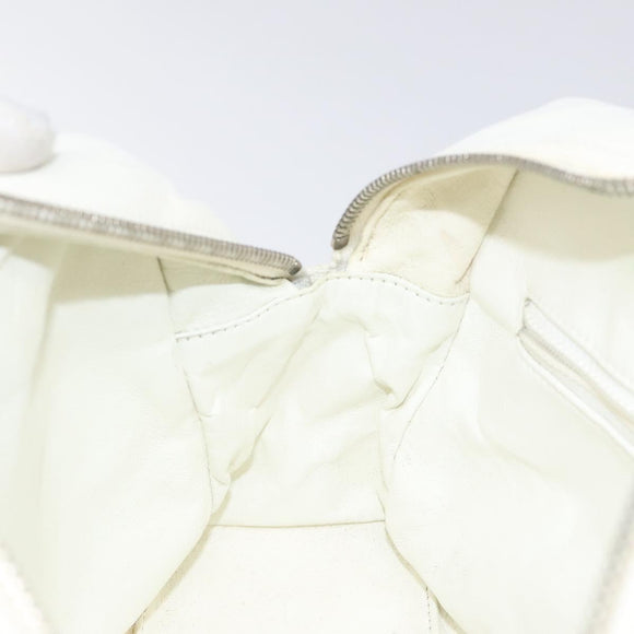 CHANEL Sports Matelasse Hand Bag Canvas White Silver CC Auth 131670