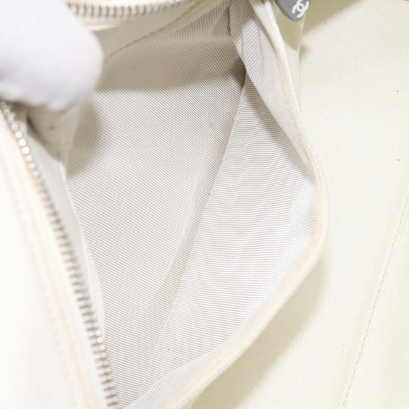 CHANEL Sports Matelasse Hand Bag Canvas White Silver CC Auth 131670