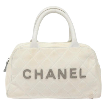 CHANEL Sports Matelasse Hand Bag Canvas White Silver CC Auth 131670 - 0
