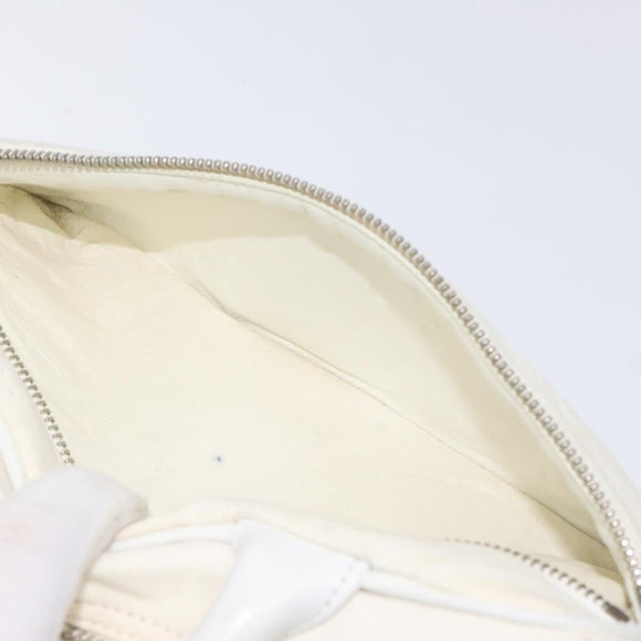 CHANEL Sports Matelasse Hand Bag Canvas White Silver CC Auth 131670