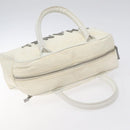 CHANEL Sports Matelasse Hand Bag Canvas White Silver CC Auth 131670-6