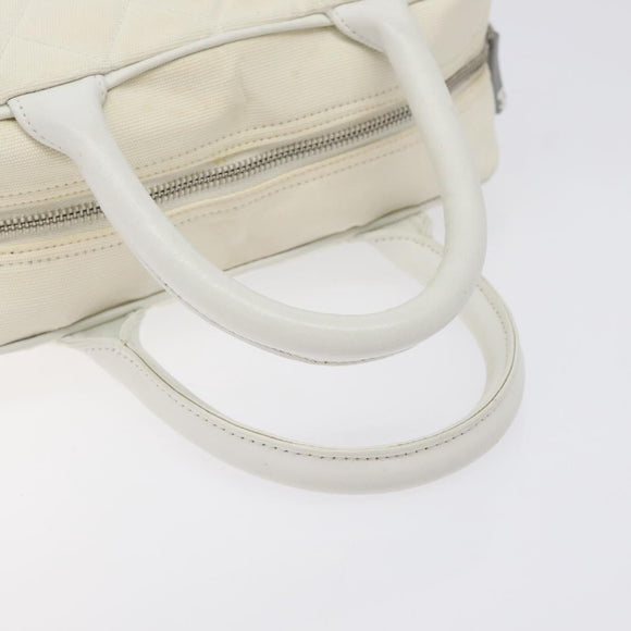 CHANEL Sports Matelasse Hand Bag Canvas White Silver CC Auth 131670
