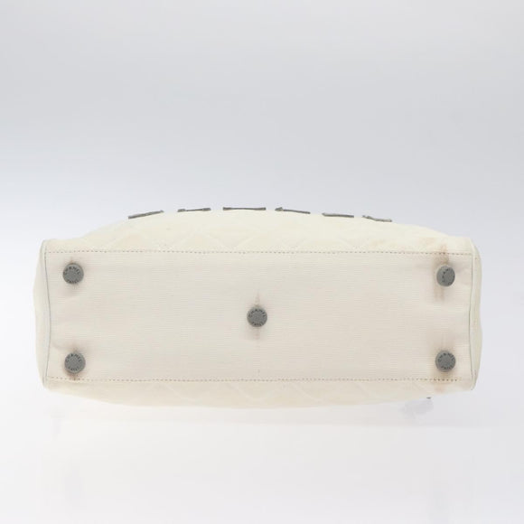 CHANEL Sports Matelasse Hand Bag Canvas White Silver CC Auth 131670