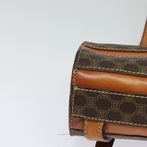 CELINE Macadam Canvas Backpack PVC Leather Brown Gold Auth 131672