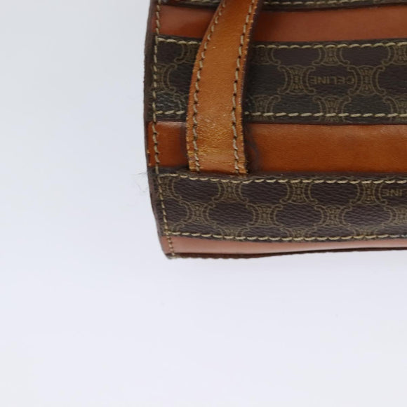 CELINE Macadam Canvas Backpack PVC Leather Brown Gold Auth 131672