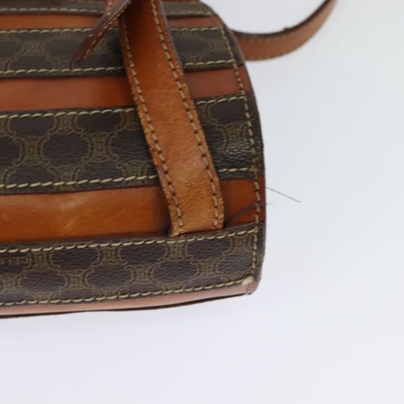 CELINE Macadam Canvas Backpack PVC Leather Brown Gold Auth 131672