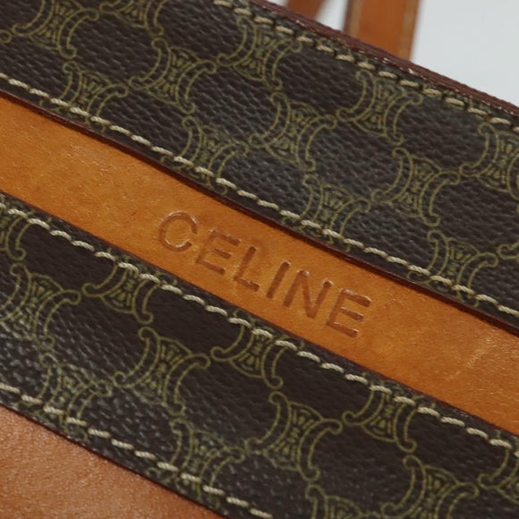 CELINE Macadam Canvas Backpack PVC Leather Brown Gold Auth 131672