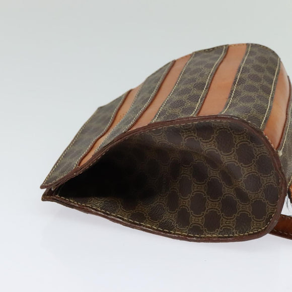 CELINE Macadam Canvas Backpack PVC Leather Brown Gold Auth 131672