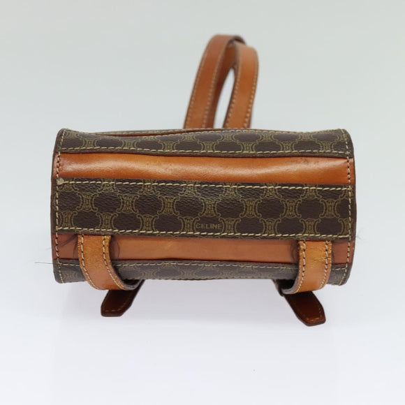 CELINE Macadam Canvas Backpack PVC Leather Brown Gold Auth 131672