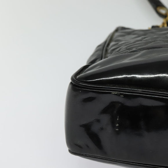 CHANEL Matelasse Tote Bag Enamel Black Gold CC Auth 131683