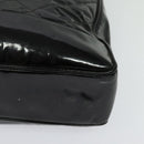 CHANEL Matelasse Tote Bag Enamel Black Gold CC Auth 131683-15