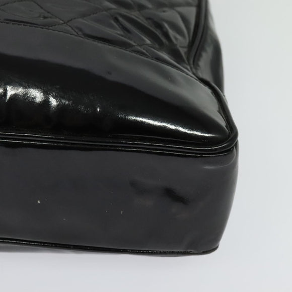 CHANEL Matelasse Tote Bag Enamel Black Gold CC Auth 131683