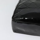CHANEL Matelasse Tote Bag Enamel Black Gold CC Auth 131683-16