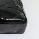 CHANEL Matelasse Tote Bag Enamel Black Gold CC Auth 131683-9