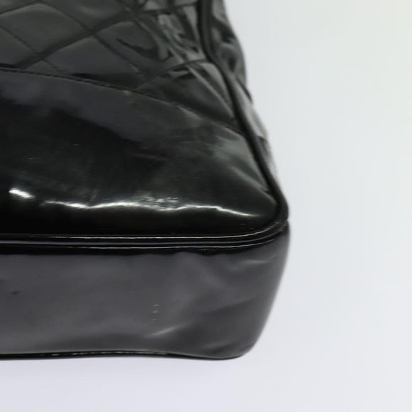 CHANEL Matelasse Tote Bag Enamel Black Gold CC Auth 131683