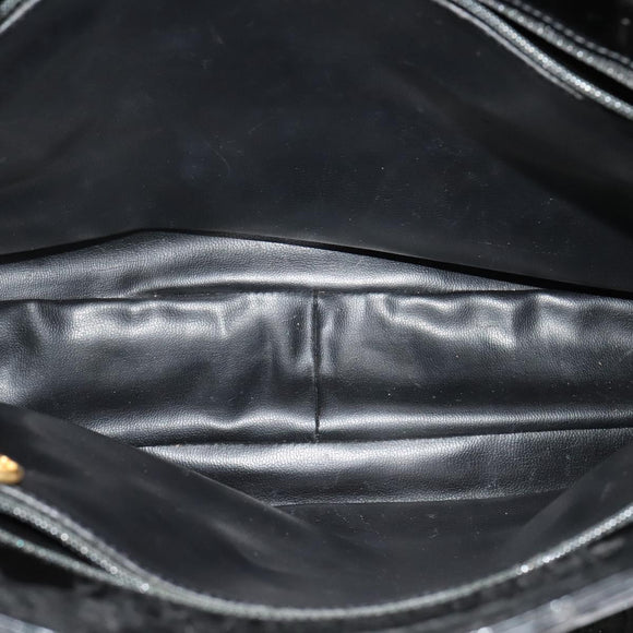 CHANEL Matelasse Tote Bag Enamel Black Gold CC Auth 131683