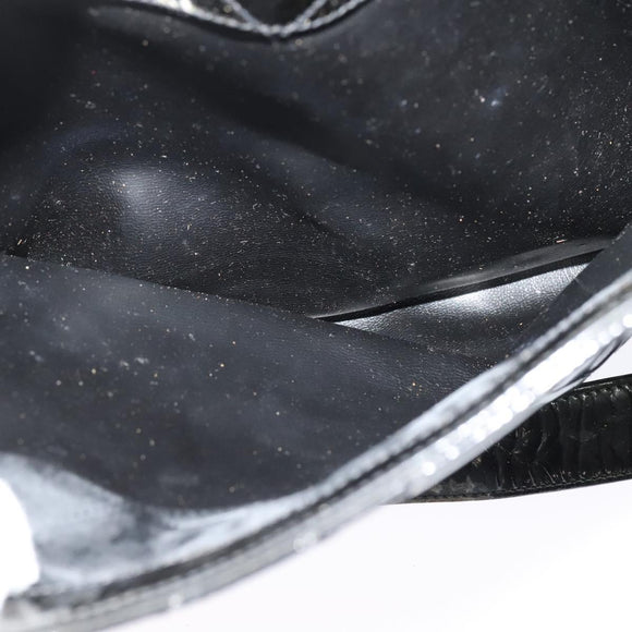 CHANEL Matelasse Tote Bag Enamel Black Gold CC Auth 131683