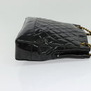 CHANEL Matelasse Tote Bag Enamel Black Gold CC Auth 131683-4