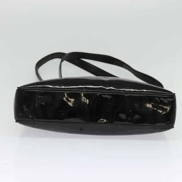 CHANEL Matelasse Tote Bag Enamel Black Gold CC Auth 131683