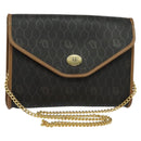 Christian Dior Honeycomb Canvas Chain Shoulder Bag PVC Black Gold Auth 131684-1
