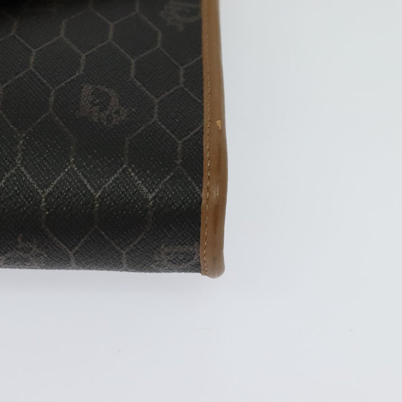 Christian Dior Honeycomb Canvas Chain Shoulder Bag PVC Black Gold Auth 131684