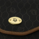Christian Dior Honeycomb Canvas Chain Shoulder Bag PVC Black Gold Auth 131684-10