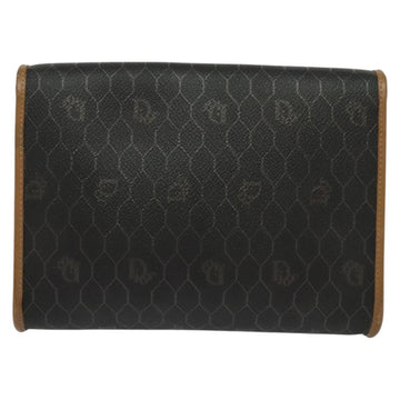 Christian Dior Honeycomb Canvas Chain Shoulder Bag PVC Black Gold Auth 131684 - 0