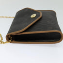 Christian Dior Honeycomb Canvas Chain Shoulder Bag PVC Black Gold Auth 131684-3