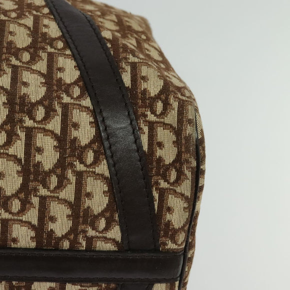 Christian Dior Trotter Canvas Boston Bag Brown Gold Auth 131686