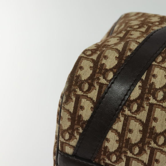 Christian Dior Trotter Canvas Boston Bag Brown Gold Auth 131686