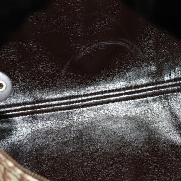 Christian Dior Trotter Canvas Boston Bag Brown Gold Auth 131686