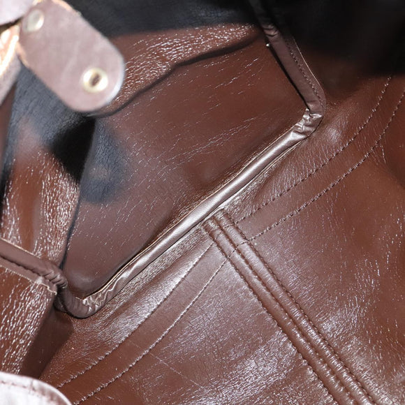 Christian Dior Trotter Canvas Boston Bag Brown Gold Auth 131686