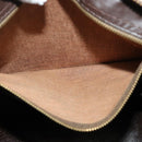 Christian Dior Trotter Canvas Boston Bag Brown Gold Auth 131686-17