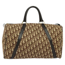 Christian Dior Trotter Canvas Boston Bag Brown Gold Auth 131686-2
