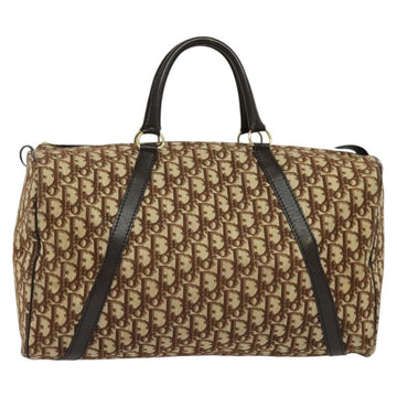 Christian Dior Trotter Canvas Boston Bag Brown Gold Auth 131686 - 0