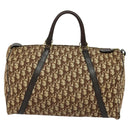 Christian Dior Trotter Canvas Boston Bag Brown Gold Auth 131686-3