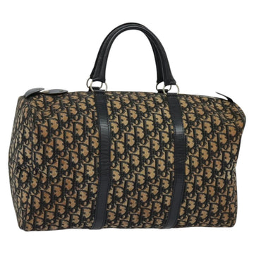 Christian Dior Trotter Canvas Boston Bag Navy Silver Auth 131687