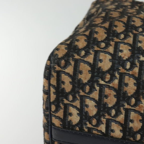 Christian Dior Trotter Canvas Boston Bag Navy Silver Auth 131687