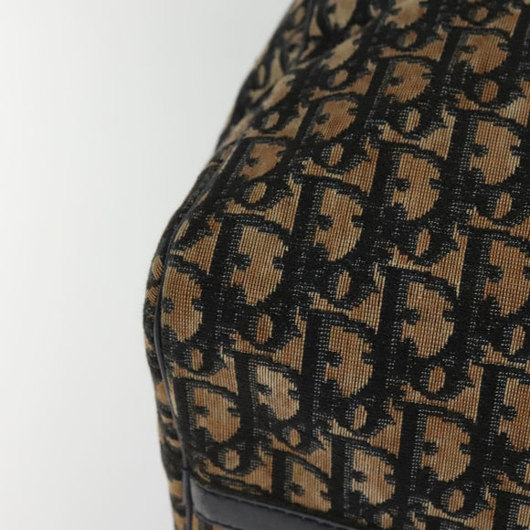 Christian Dior Trotter Canvas Boston Bag Navy Silver Auth 131687