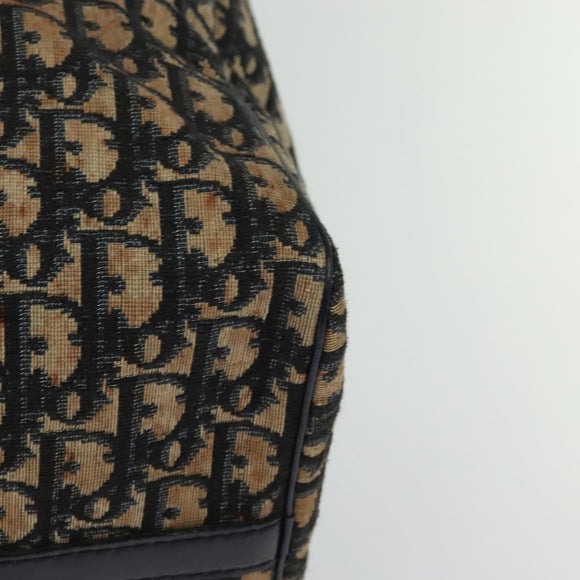 Christian Dior Trotter Canvas Boston Bag Navy Silver Auth 131687