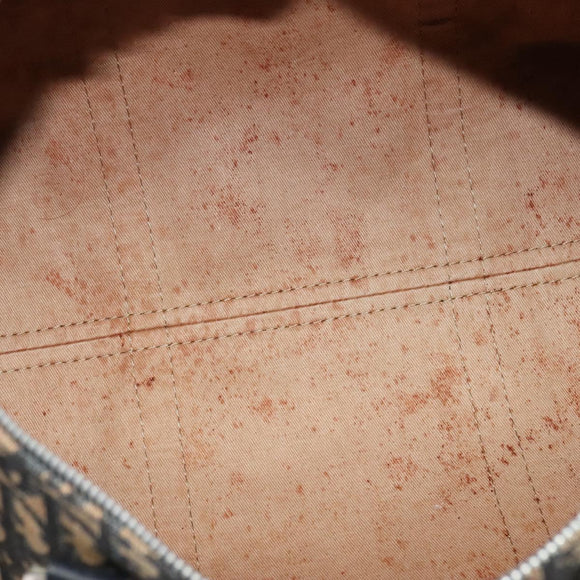 Christian Dior Trotter Canvas Boston Bag Navy Silver Auth 131687