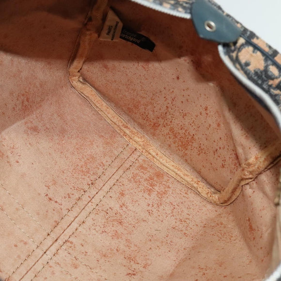 Christian Dior Trotter Canvas Boston Bag Navy Silver Auth 131687