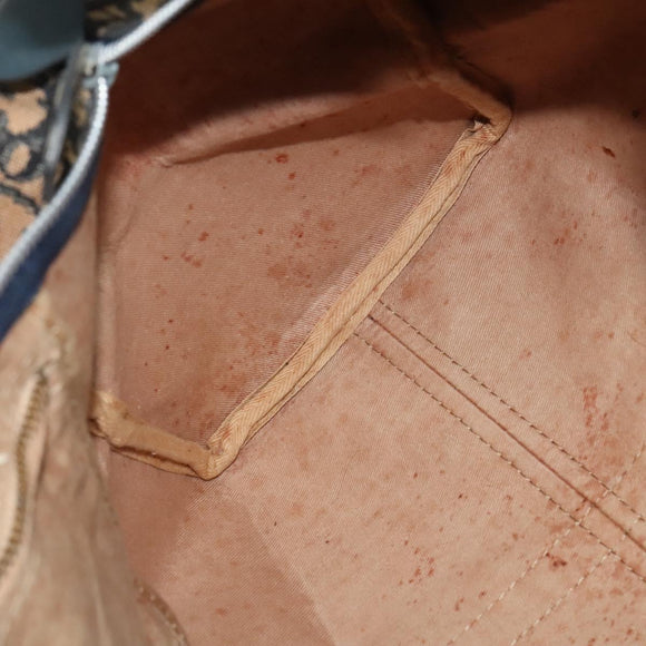 Christian Dior Trotter Canvas Boston Bag Navy Silver Auth 131687