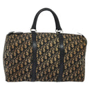 Christian Dior Trotter Canvas Boston Bag Navy Silver Auth 131687-2