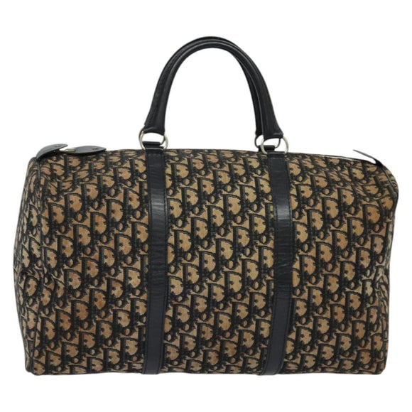 Christian Dior Trotter Canvas Boston Bag Navy Silver Auth 131687